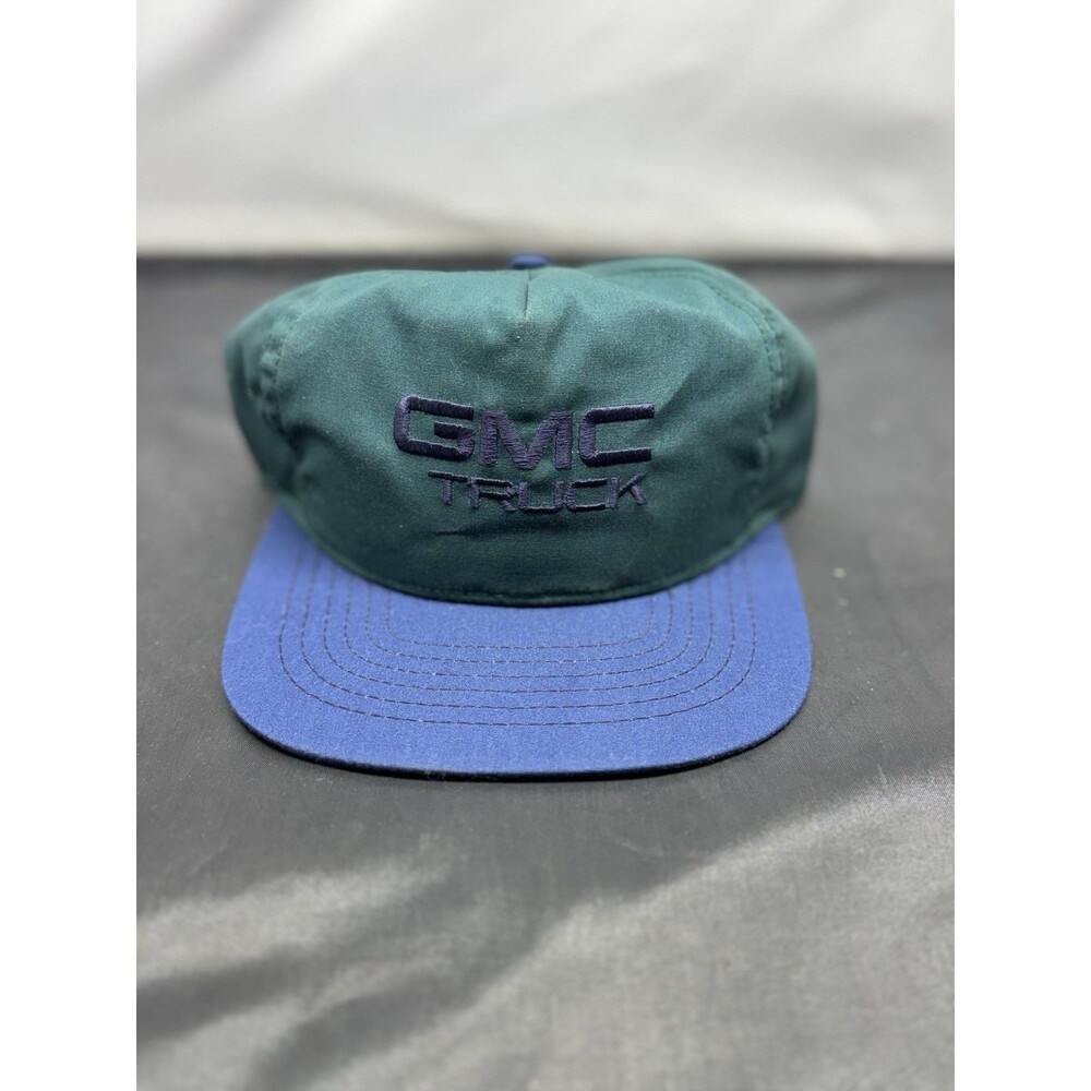 GMC Trucks SnapBack Hat Green Blue Bill Spellout Logo Vintage Cars Motor America
